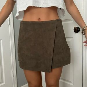 Olive Suede Skirt